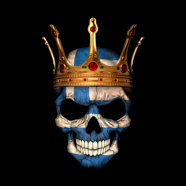 Greek Flag Skull with Crown by jeffbartels