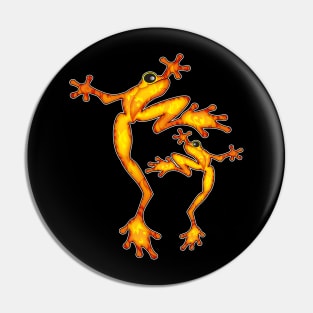 Orange Festive Dancing Tree Frogs Pin