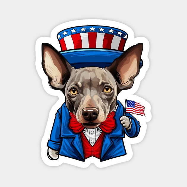 Funny 4th of July Hairless Terrier Dog Magnet by whyitsme