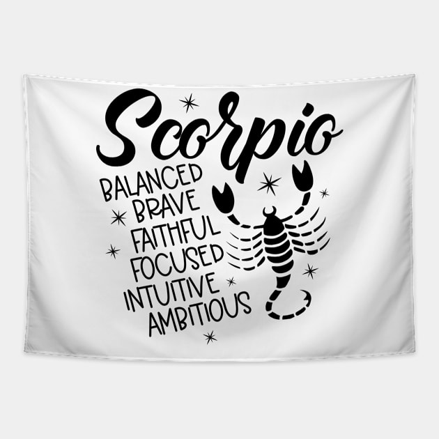 Scorpio Zodiac Sign Positive Personality Traits Tapestry by The Cosmic Pharmacist