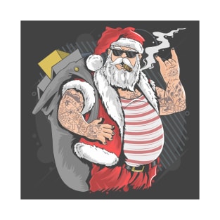 Santa Claus Merry Christmas Tattoo T-Shirt