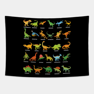 Dinosaur Species with Names Dino T-Rex Velociraptor Triceratops Dinosaurs Tapestry