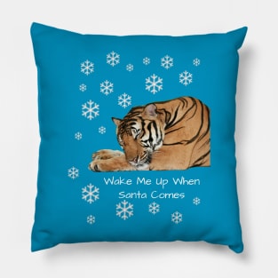 Cute Sleeping Tiger Snowflake Christmas Pillow