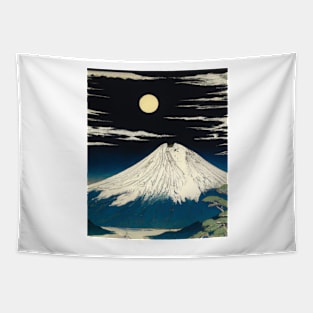 Ukiyo-E Mount Fuji Full Moon Tapestry