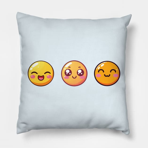 Happy Smiley Faces Pack Pillow by blue-koala