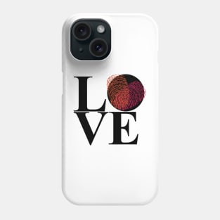 Love text with finger print heart Phone Case