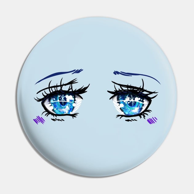 Blue Star Sapphire  Eyes Illustration Pin by CatsandBats