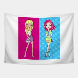 Pop Art girls in skirts with bags Tapestry