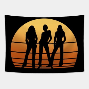 Charlie's Angels Vintage Sunset Silhouette Tapestry