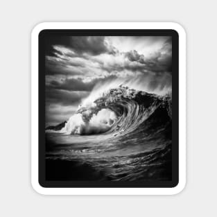 Gigant shark wave and surfer Magnet