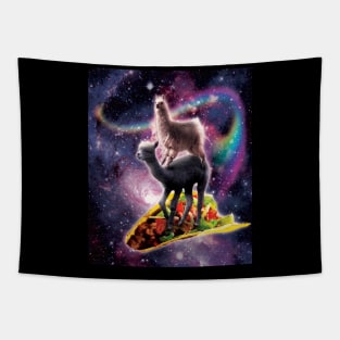 Rainbow Space Llama On Alpaca Riding Taco Tapestry