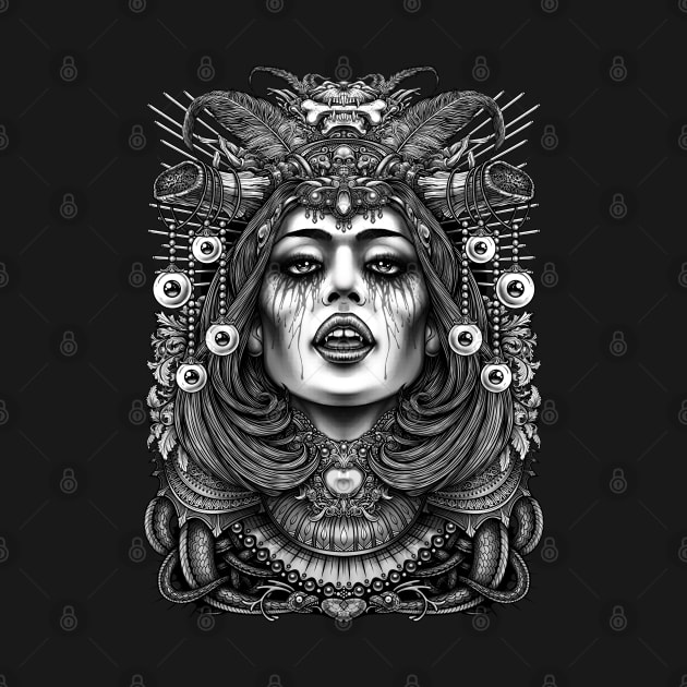 Occult Queen  Black and White by Winya