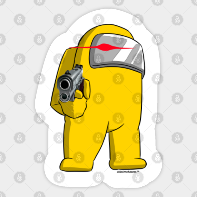 Among Us Imposter Gun Yellow Among Us Sticker Teepublic Among Us Imposter Gun Yellow Among Us Sticker Teepublic
