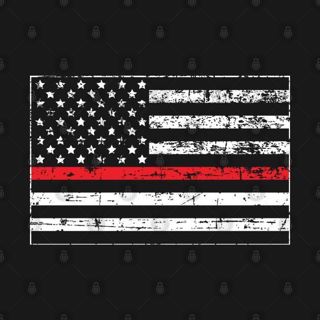 Thin Red Line Distressed American Flag by YouthfulGeezer