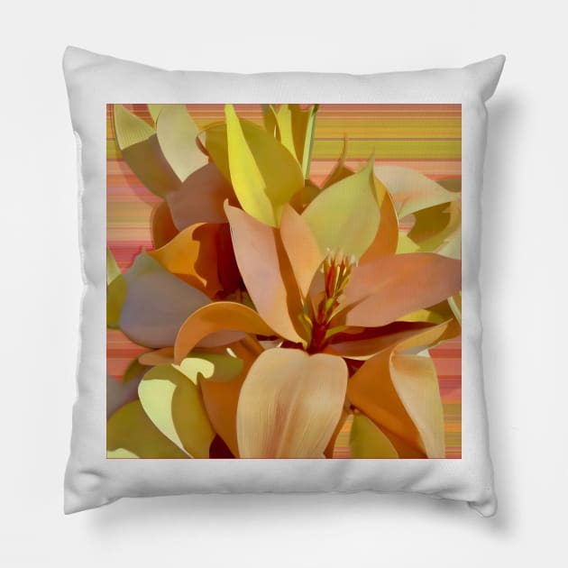 Tan Lily on Stripes Pillow by DANAROPER