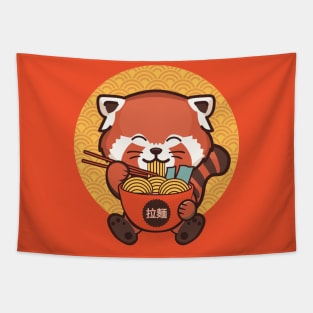 Kawaii Red Panda Eating Ramen Tapestry