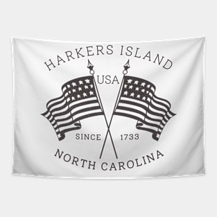 Harkers Island, NC Summertime Vacationing Patriotic Flags Tapestry