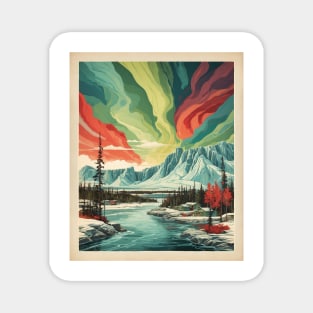 Yellowknife Canada Aurora Borealis Vintage Travel Poster Tourism Art Magnet