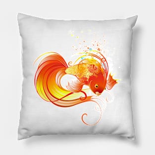 Red Fish illustration on white background Pillow