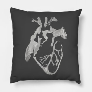 Anatomical grayscale heart Pillow