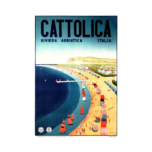 CATTOLICA BEACH ITALY Advertisement Vintage Italian Holiday by vintageposters