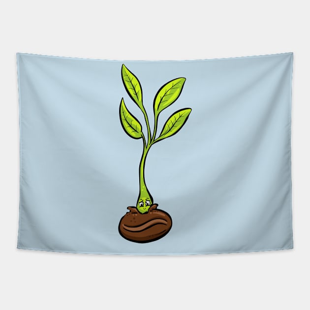 Coffee Bean and Seedling Garden Tips Toons Tapestry by Garden Tips Toons