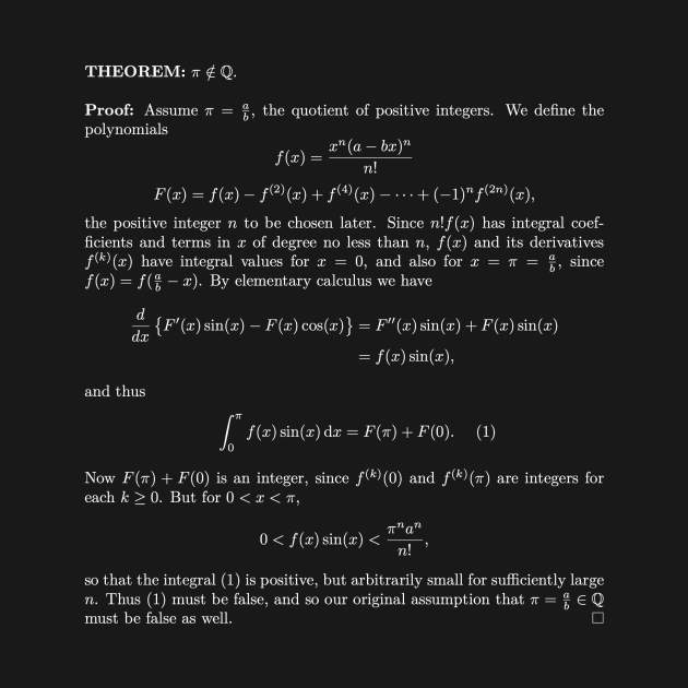 Pi is Irrational! by Matthew's Mathematics