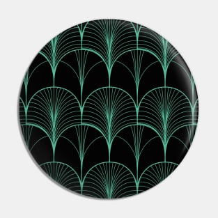 Teal Art Deco Fan Pattern Pin