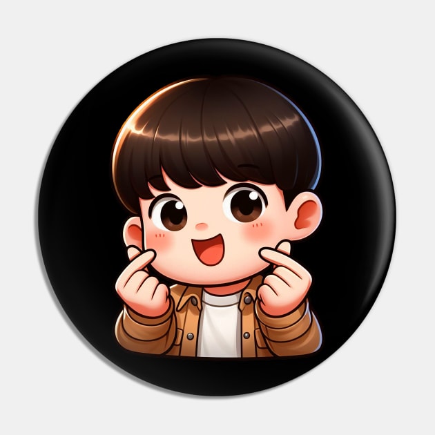 Cool Guy Korean Finger Hearts Kpop Pin by Plushism