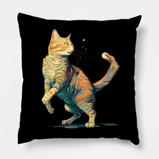 Colorful cute cat in pop art style - Funny Cats Pillow