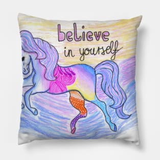 Believe in yourself beautiful blue unicorn Pillow