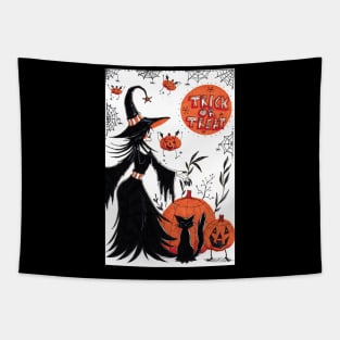Trick or Treat Halloween Witch Tapestry