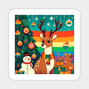 Queer deer, christmas tree with gift Magnet