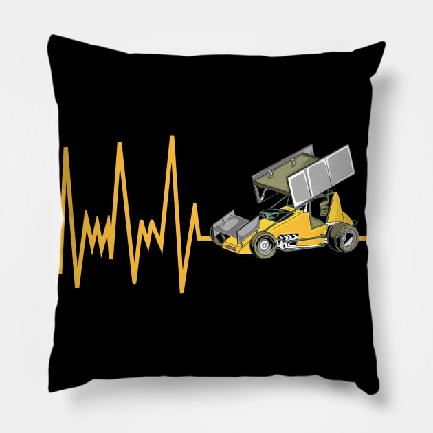 Sprint Car Racing Heartbeat Pillow by Shirtbubble