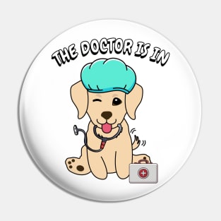 Cute retriever dog is a doctor Pin