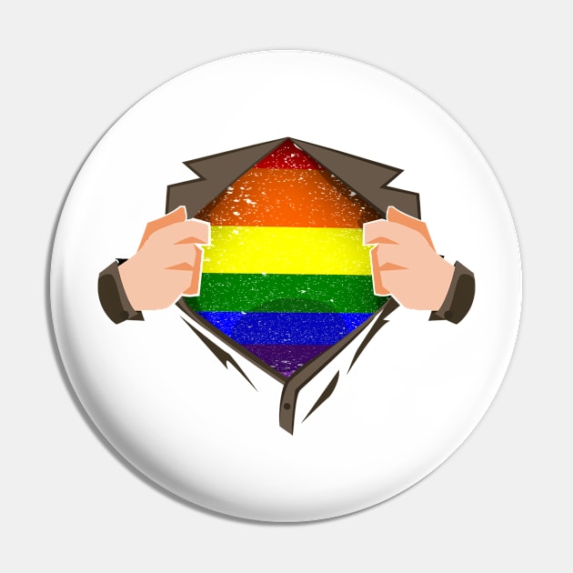 'LGBT Rainbow Flag Chest' Awesome LGBTQ Pride Day Gift Pin by ourwackyhome