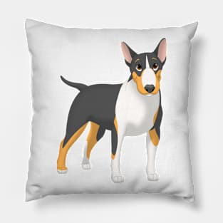 Black, White & Tan Bull Terrier Dog Pillow