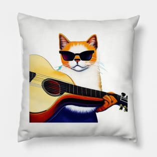 Cool Guitar Cat Pillow