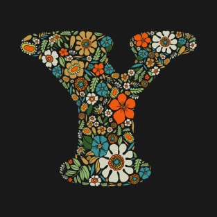 Hippie Floral Letter Y T-Shirt