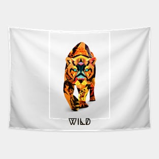 Orange Illustrated Tiger Tapestry