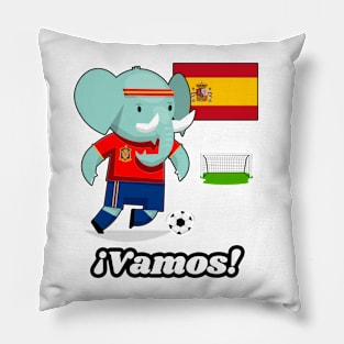 ⚽ Spain Football, Cute Elephant Scores a Goal, ¡Vamos! Team Spirit Pillow