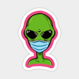 Alien Wears Facemask Magnet