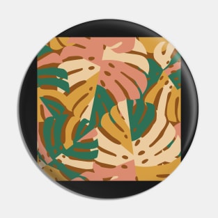 Monstera Leaves - Gold - Green - Pink Pin