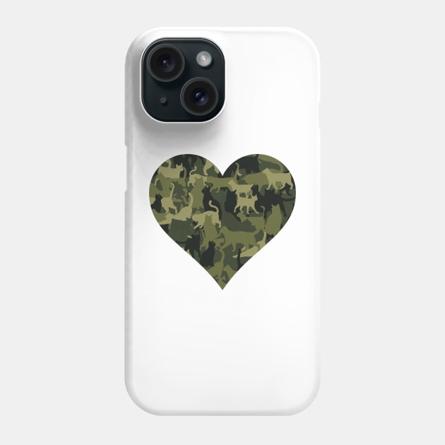 Cat Camouflage Cute design in a heart shape Phone Case by SusanaDesigns