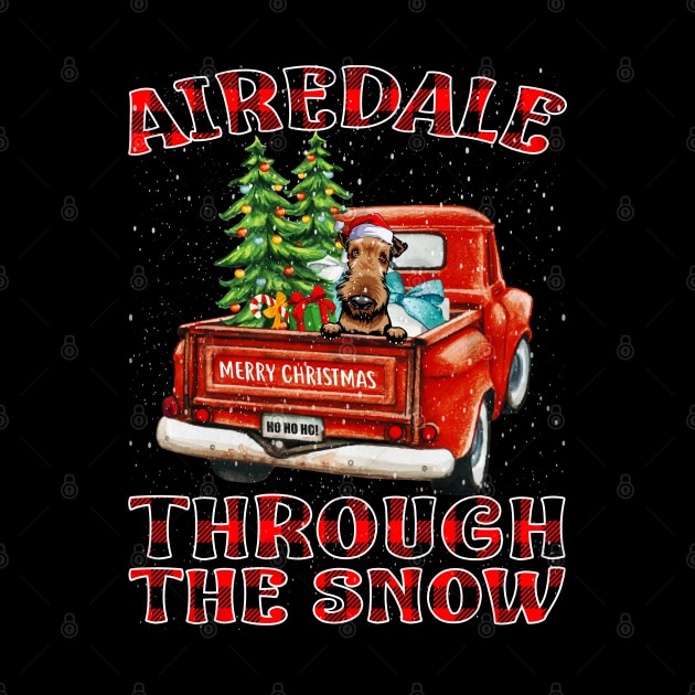 Christmas Airedale Through The Snow Dog Santa Truck Tree by intelus