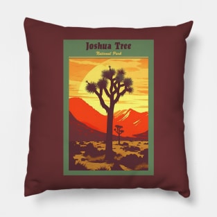 Joshua Tree National Park Vintage Travel Poster Pillow