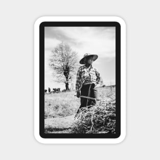 Portrait of Female Burmese Farmer at Work in Field Magnet