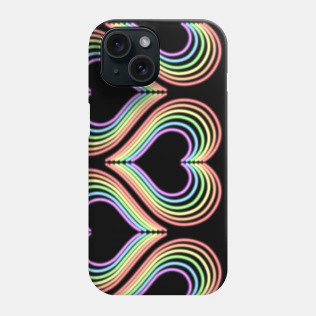 Pastel Rainbow Neon Light Hearts Phone Case by SpectreSparkC