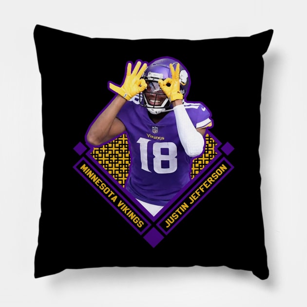 Justin Jefferson Diamond Style Pillow by hackercyberattackactivity