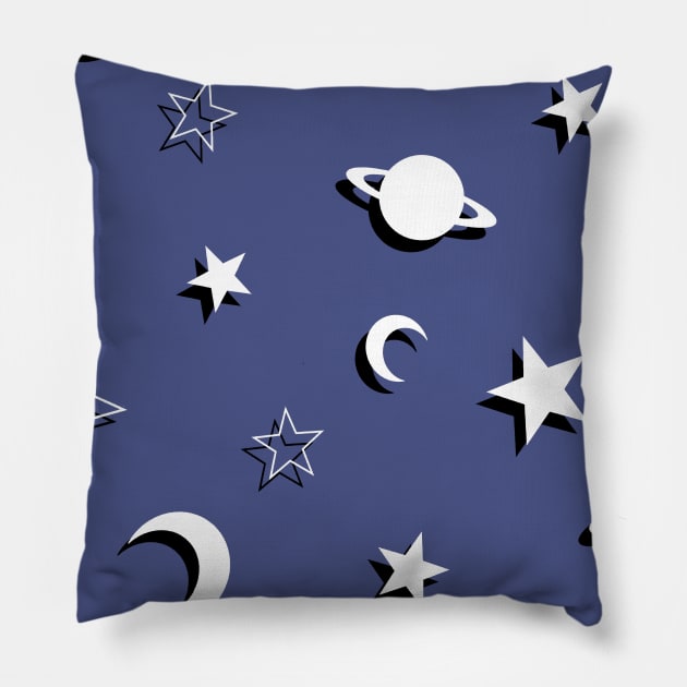 Planets, Moons and Stars Celestial Design Pillow by OneThreeSix